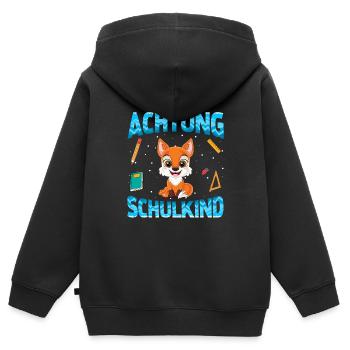 Achtung Schulkind Fuchs - Kinder Premium Organic Zip Hoodie - Schwarz - Hinten - AI Model Kid Male (0cm)