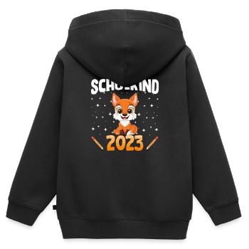 Fuchs Schulkind 2023 - Kinder Premium Organic Zip Hoodie - Schwarz - Hinten - AI Model Kid Male (0cm)