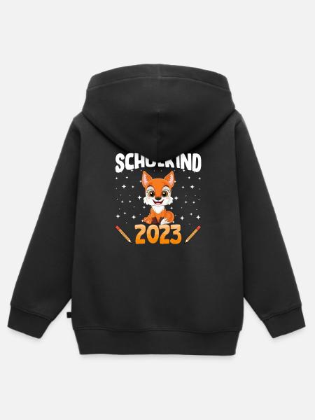 Fuchs Schulkind 2023 - Kinder Premium Organic Zip Hoodie - Schwarz