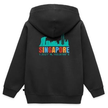 Singapur - Kinder Premium Organic Zip Hoodie - Schwarz - Hinten - AI Model Kid Male (0cm)