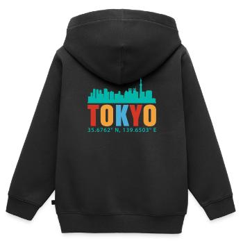Tokio - Kinder Premium Organic Zip Hoodie - Schwarz - Hinten - AI Model Kid Male (0cm)