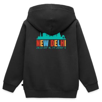 Neu-delhi - Kinder Premium Organic Zip Hoodie - Schwarz - Hinten - AI Model Kid Male (0cm)