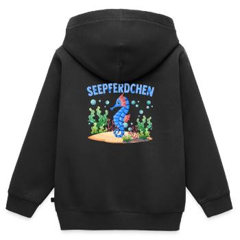Seepferdchen Abzeichen Seepferdchen bestanden - Kinder Premium Organic Zip Hoodie - Schwarz - Hinten - AI Model Kid Male (0cm)