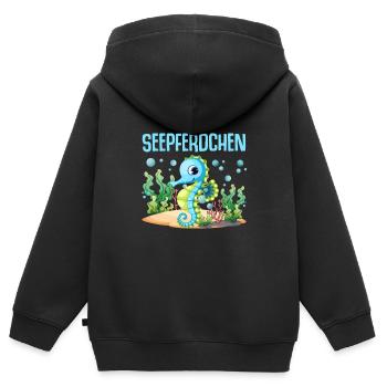 Seepferdchen Abzeichen Seepferdchen bestanden - Kinder Premium Organic Zip Hoodie - Schwarz - Hinten - AI Model Kid Male (0cm)