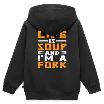 Life Is Soup And I'm A Fork 4 - Kids Premium Organic Zip-up Hoodie - black - Back - AI Model Kid Male (0cm)