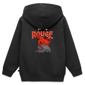 Dragon Rouge sur un Rocher - Sweat Premium à capuche zippé enfant bio - noir - Dos - AI Model Kid Male (0cm)