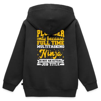 Klempner - Kinder Premium Organic Zip Hoodie - Schwarz - Hinten - AI Model Kid Male (0cm)