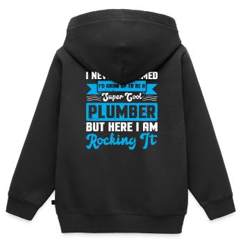 Klempner - Kinder Premium Organic Zip Hoodie - Schwarz - Hinten - AI Model Kid Male (0cm)