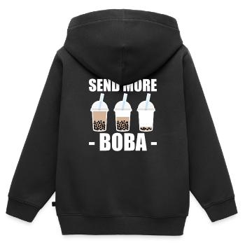 Envoyer plus de Boba Shirt Cadeau Bubble Tea - Sweat Premium à capuche zippé enfant bio - noir - Dos - AI Model Kid Male (0cm)