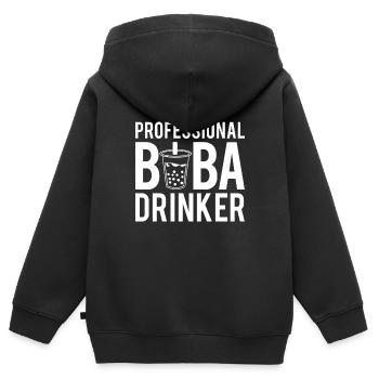Professional Boba Drinker Shirt Bubble Tea - Kids Premium Organic Zip-up Hoodie - black - Back - AI Model Kid Male (0cm)