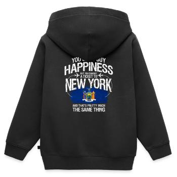 New York - Kinder Premium Organic Zip Hoodie - Schwarz - Hinten - AI Model Kid Male (0cm)