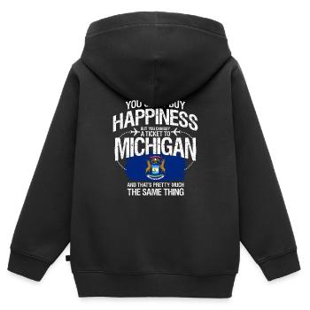 Michigan - Kinder Premium Organic Zip Hoodie - Schwarz - Hinten - AI Model Kid Male (0cm)