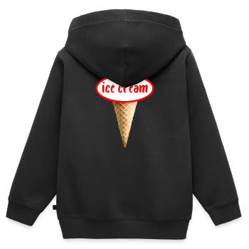ice cream cornet de glace ovale rouge - Sweat Premium à capuche zippé enfant bio - noir - Dos - AI Model Kid Male (0cm)