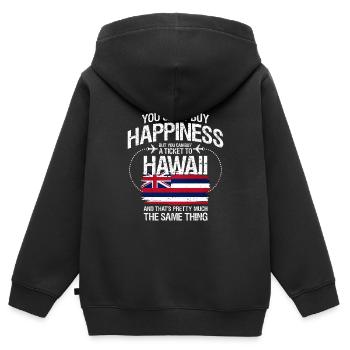 Hawaï - Sweat Premium à capuche zippé enfant bio - noir - Dos - AI Model Kid Male (0cm)