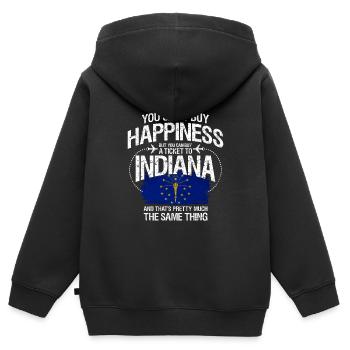 Indiana - Kinder Premium Organic Zip Hoodie - Schwarz - Hinten - AI Model Kid Male (0cm)