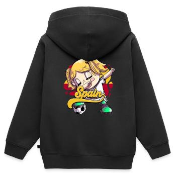 Spanien Fußball - Kinder Premium Organic Zip Hoodie - Schwarz - Hinten - AI Model Kid Male (0cm)