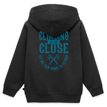 Bergsteiger Sprüche Climbing Is As Close As We - Kinder Premium Organic Zip Hoodie - Schwarz - Hinten - AI Model Kid Male (0cm)