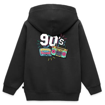 Années 90 90 - Sweat Premium à capuche zippé enfant bio - noir - Dos - AI Model Kid Male (0cm)