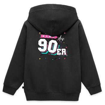 90er Jahre Kinder Der 90er - Kinder Premium Organic Zip Hoodie - Schwarz - Hinten - AI Model Kid Male (0cm)