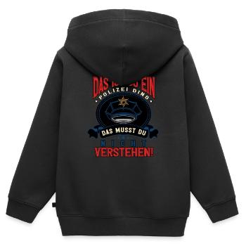 Polizist Polizei - Kinder Premium Organic Zip Hoodie - Schwarz - Hinten - AI Model Kid Male (0cm)