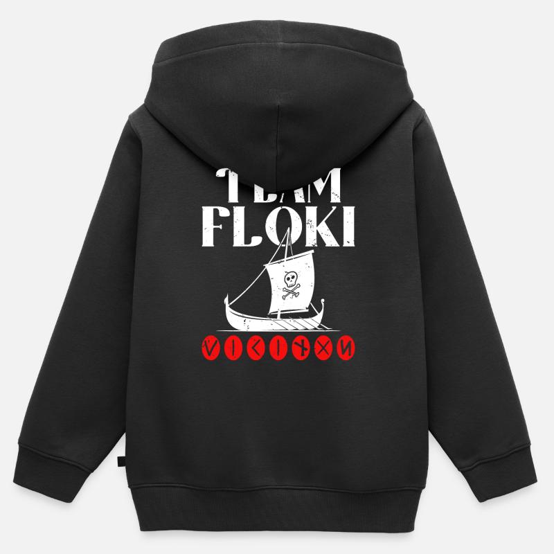 L’équipe Floki des constructeurs navals - Sweat Premium à capuche zippé enfant bio - noir