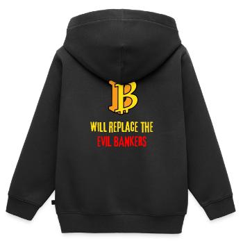Bitcoin wird die bösen Banker ersetzen - Kinder Premium Organic Zip Hoodie - Schwarz - Hinten - AI Model Kid Male (0cm)