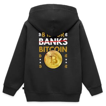 B steht für Bitcoin und nicht für Banken - Kinder Premium Organic Zip Hoodie - Schwarz - Hinten - AI Model Kid Male (0cm)