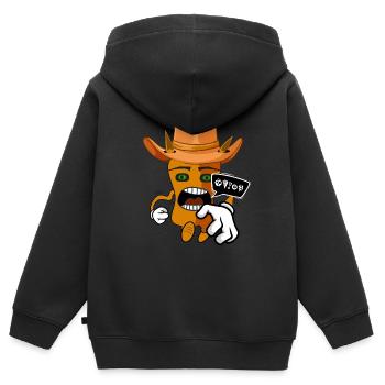 Verärgertes süßes Comic Monster - Kinder Premium Organic Zip Hoodie - Schwarz - Hinten - AI Model Kid Male (0cm)