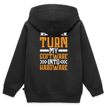 You Turn My Software Into Hardware 7 - Kids Premium Organic Zip-up Hoodie - black - Back - AI Model Kid Male (0cm)