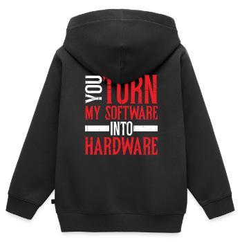 You Turn My Software Into Hardware 8 - Kids Premium Organic Zip-up Hoodie - black - Back - AI Model Kid Male (0cm)
