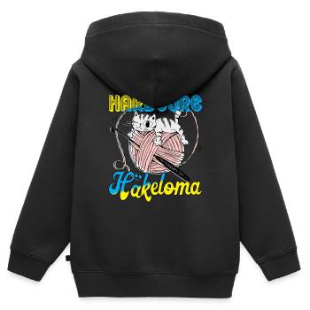 Hardcore Häkeloma - Kinder Premium Organic Zip Hoodie - Schwarz - Hinten - AI Model Kid Male (0cm)