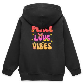 Pace Love Vibes 60s 70s Flower Power - Kids Premium Organic Zip-up Hoodie - black - Back - AI Model Kid Male (0cm)