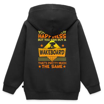 Glück Kann Man Nicht Kaufen, Aber Ein Wakeboard - Kinder Premium Organic Zip Hoodie - Schwarz - Hinten - AI Model Kid Male (0cm)