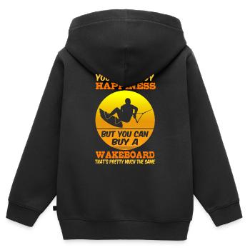 Glück Kann Man Nicht Kaufen, Aber Ein Wakeboard - Kinder Premium Organic Zip Hoodie - Schwarz - Hinten - AI Model Kid Male (0cm)