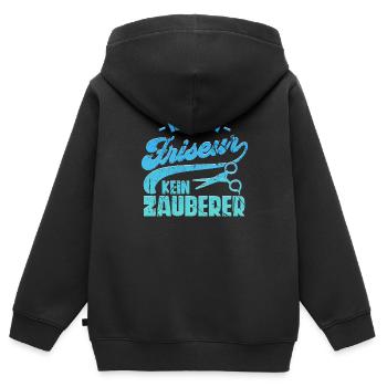 Ich Bin Friseur - Kinder Premium Organic Zip Hoodie - Schwarz - Hinten - AI Model Kid Male (0cm)