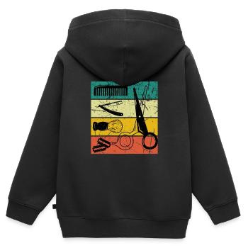 Coiffeur - Sweat Premium à capuche zippé enfant bio - noir - Dos - AI Model Kid Male (0cm)