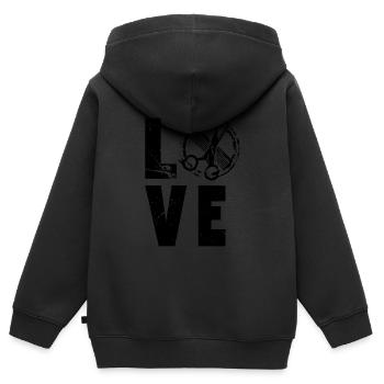 Love Friseurin - Kinder Premium Organic Zip Hoodie - Schwarz - Hinten - AI Model Kid Male (0cm)