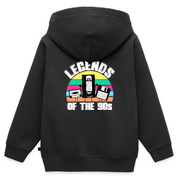 90er Jahre - Kinder Premium Organic Zip Hoodie - Schwarz - Hinten - AI Model Kid Male (0cm)