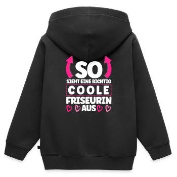 Friseurin - Kinder Premium Organic Zip Hoodie - Schwarz - Hinten - AI Model Kid Male (0cm)