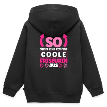 Friseurin - Kinder Premium Organic Zip Hoodie - Schwarz - Hinten - AI Model Kid Male (0cm)