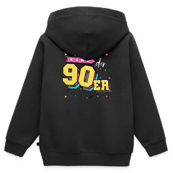 90er Jahre Kinder Der 90er - Kinder Premium Organic Zip Hoodie - Schwarz - Hinten - AI Model Kid Male (0cm)