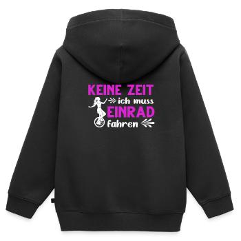 Keine Zeit Mädchen Unicycle Kinder Einrad - Kinder Premium Organic Zip Hoodie - Schwarz - Hinten - AI Model Kid Male (0cm)
