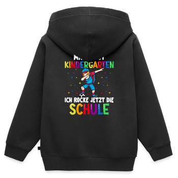 Schulkind Einschulung Fußball Schulstart Schule - Kinder Premium Organic Zip Hoodie - Schwarz - Hinten - AI Model Kid Male (0cm)