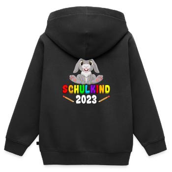Schulkind 2023 Hase - Kinder Premium Organic Zip Hoodie - Schwarz - Hinten - AI Model Kid Male (0cm)