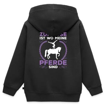 Voltigieren Volti Voltigier Pferde Pferdemädchen - Kinder Premium Organic Zip Hoodie - Schwarz - Hinten - AI Model Kid Male (0cm)