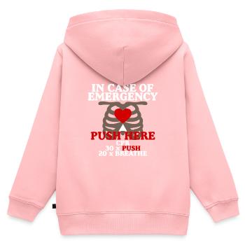 In Case Of Emergency, Push Here, Cpr - Kids Premium Organic Zip-up Hoodie - rose - Back - AI Model Kid Female (0cm)