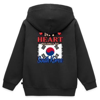 Süd Korea - Kinder Premium Organic Zip Hoodie - Schwarz - Hinten - AI Model Kid Male (0cm)