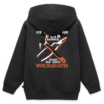Ich Bin Nicht Nur Der Hammer Der Ganze - Kinder Premium Organic Zip Hoodie - Schwarz - Hinten - AI Model Kid Male (0cm)