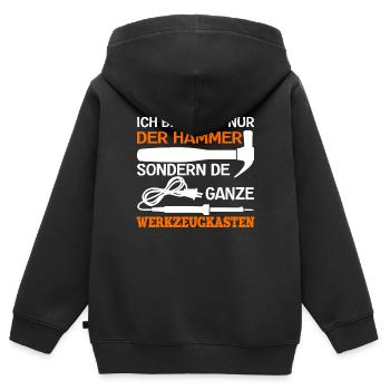 Ich Bin Nicht Nur Der Hammer Der Ganze - Kinder Premium Organic Zip Hoodie - Schwarz - Hinten - AI Model Kid Male (0cm)