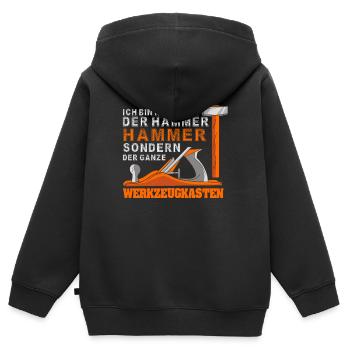 Ich Bin Nicht Nur Der Hammer Der Ganze - Kinder Premium Organic Zip Hoodie - Schwarz - Hinten - AI Model Kid Male (0cm)